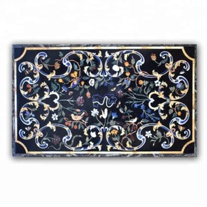 48" x 30" Black Marble Table Top Pietra dura Inlay room Furniture Decor - Picture 1 of 4