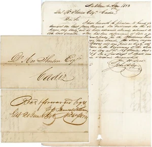 1843 LETTER NEW ORLEANS to SPAIN FORWARDED via GIBRALTAR - Picture 1 of 5