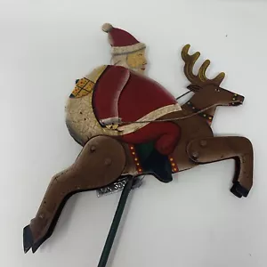 Vintage Authentic Models Balance Decor Santa And Reindeer Balancing Metal Art - Picture 1 of 11