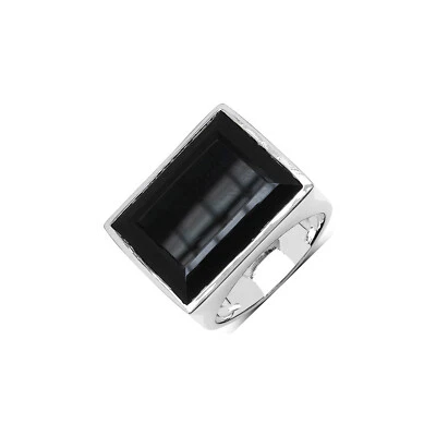 Naturale Onice Nera Gemstone- Argento Sterling Anello- Uno di Una Tipo - Immagine 1 di 3