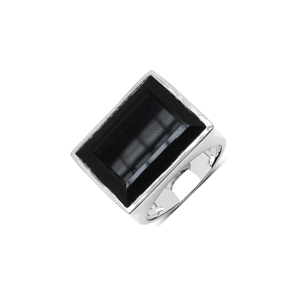 Naturale Onice Nera Gemstone- Argento Sterling Anello- Uno di Una Tipo - Immagine 1 di 3