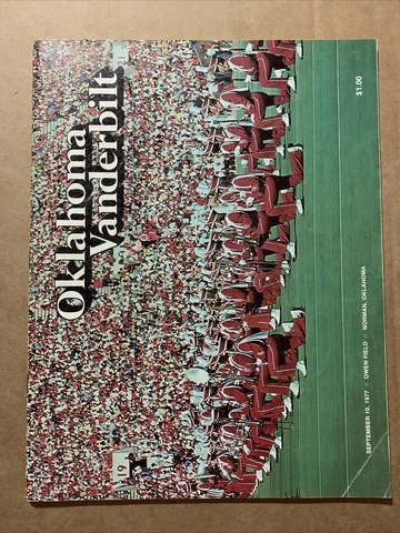 1977 Oklahoma Sooners Vanderbilt Commodores Program Norman Oklahoma OU Football Cover