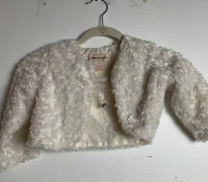Toffee Apple little girls fuzzy jacket white sz 3T w/extra button Xx28 - Picture 1 of 6