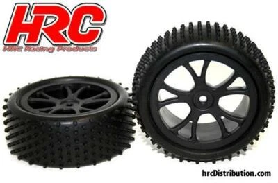 Reifen 1/10 Buggy 4WD vorne montiert - schwarze Felgen - 2.2" - 12mm hex - 2 St. - Bild 1 von 2