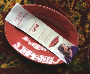 new Rachael Ray Cucina SERVE WARE RED Glazed Ceramic Oval Bowl ~12x8x3 Retired - Picture 1 of 6