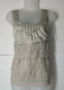 Apostrophe Damen Tops Größe Large Zierlich Stufen Spitze Tank Grau - Bild 1 von 8