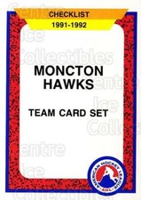 1991-92 ProCards AHL IHL #189 Moncton Hawks, Checklist