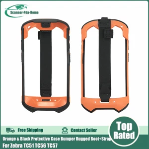 Orange & Black Protective Case Bumper Rugged Boot+Strap For Zebra TC51 TC56 TC57 - Picture 1 of 6