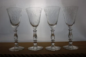 Vintage Weingläser '40 Cambridge Menuett 4 Weingläser geschliffen glasklar #3776 - Bild 1 von 6