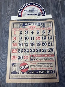 Original Vintage 1939 Dr. Miles Weather Calendar - Used - Picture 1 of 12