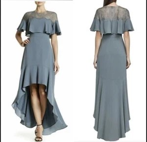 NEW BCBG MAXAZRIA BARBARA LACE RUFFLE DETAILED HIGH AND LOW DRESS SZ 2 $370 - Picture 1 of 9