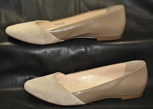 Cole Haan Grand O.S women's taupe leather w/suede flat pump shoes size 6 1/2B - Picture 1 of 6