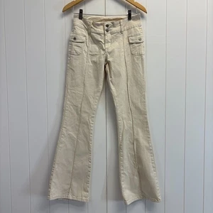 J Galt Shanghai Women's Y2K Seamed Flare Pants Size S Boho Minimalist Neutral - Picture 1 of 9