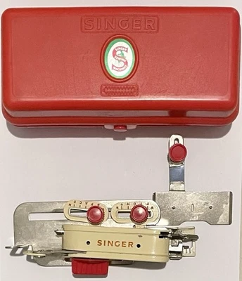 Vintage Red Singer Simanco Buttonhole Attachment 86718 with Singer storage Box - Image 1 of 3
