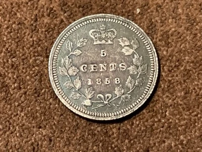 CANADA 1858 FIVE 5 CENTS 925 SILVER VARIETY UNKOWN GOOD PHOTO YOU JUDGE HI GRADE - Image 1 of 4