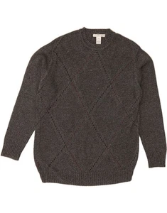 GEOFFREY BEENE Mens Crew Neck Jumper Sweater Medium Grey Argyle/Diamond AF10 - Picture 1 of 3