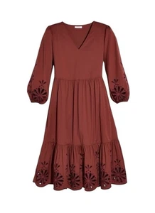 Vestido midi de popelina con ojales manga larga óxido talla 18 Cottagecore de CHICO'S - Imagen 1 de 9
