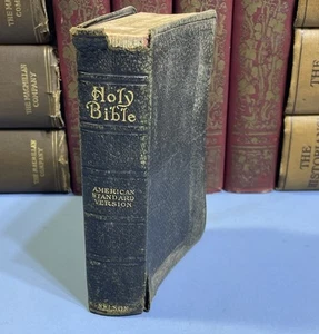 1901 Holy Bible Leather American Standard Version Nelson Maps Antique Small - Picture 1 of 17