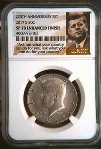 2017-S Kennedy Half Dollar Coin NGC SP-70 ENHANCED FINISH 225TH ANNIVERSARY SET - Picture 1 of 2