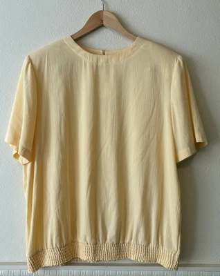 Top de Colección Años 80 Alfred Dunner Para Mujer XL Amarillo Mantequilla Manga Corta Cintura Reunida Foto 1 de 4