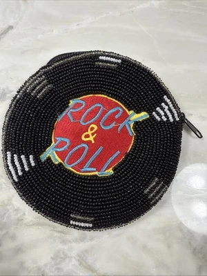 Monedero Rock and Roll Cuentas Disco Vinilo Vintage Años 90 Y2K Foto 1 de 3