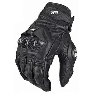 White Black Motorbike Motorcycle Gloves Leather Waterproof Thermal Winter Summer - Picture 1 of 14