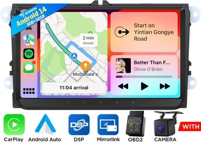 For VW Golf Mk6 2008-2016 CarPlay Android 14 9" Car Radio Stereo GPS Headunit BT - Image 1 of 4