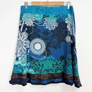 Vintage Y2K Desigual ALine Kreis Rock groß bestickt Logo Blumen Spitze skurril - Bild 1 von 10