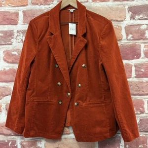 Cato Jacket Womens XL Rust Orange Brown Corduroy Stretchy Casual Single Button - Picture 1 of 9