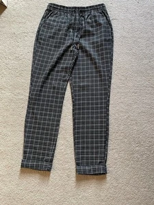 Next Trousers 8L Black Dogtooth Tapered Design Elastic Waist With Drawstring - Picture 1 of 3