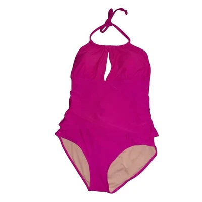 Traje de baño de una pieza rosa intenso azul marino antiguo talla 2X Foto 1 de 4