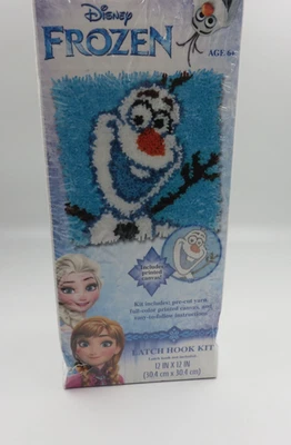 Disney Frozen Olaf Latch Hook Kit 12 x 12” Craft Full-color Printed Canvas NEW - Image 1 of 4