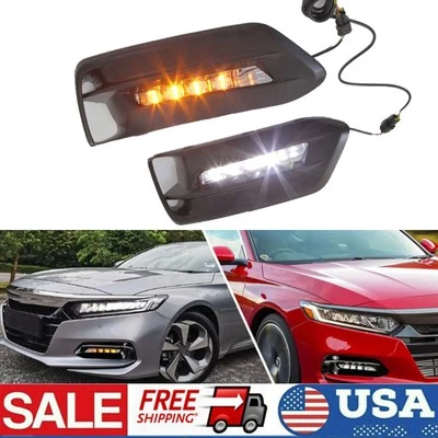 3 Color LED DRL Daytime Running Light w/ Turn for Honda Accord 2018 2019 2020 Foto 1 de 4