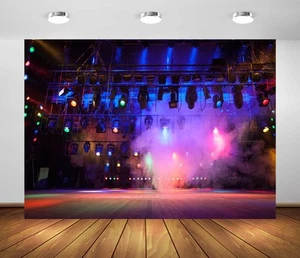 7x5ft Fabric Music Concert Stage Backdrop for Photography Stage Spotlights Mu... - Picture 1 of 7