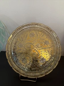 Jeanette Glas 50er Jahre Vintage Floragold Louisa irisierend 13,5" Servierplatte - Bild 1 von 2