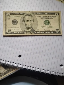 5 Dollar Bill, Older, 2003A - Picture 1 of 2