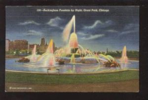 Buckingham Fountain by Night Grant Park Chicago - Picture 1 of 1