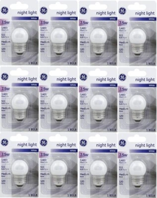 GE 41267 7.5 Watt 2700K White Night Light Screw In Bulb - Quantity 12 - Image 1 of 4