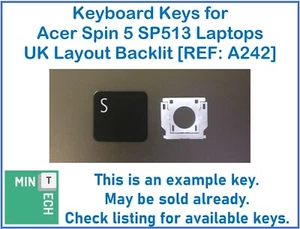 Keyboard Replacement Keys for Acer Spin 5 SP513 Laptops UK Layout Backlit - Afbeelding 1 van 8