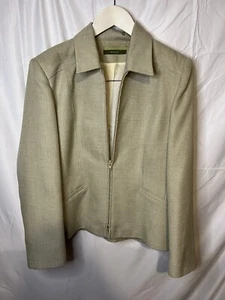 Nuage Ladies Beige Full Zip Jacket Size 14 Collared - Picture 1 of 5