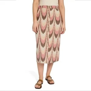 Faherty Whitley front button skirt Desert Ikat cotton midi tan pink new Small - Picture 1 of 5