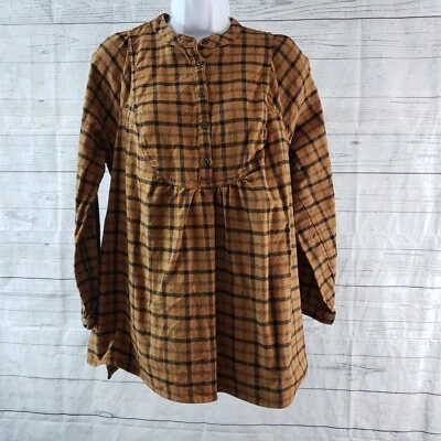Isabel Maternity Womens Flannel Popover Top Sz Small Brown Black Plaid - Image 1 of 4