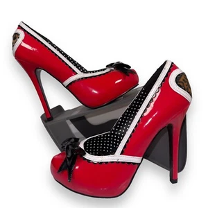 Bettie Page Shoes by Ellie Ginger 5" Bow Stiletto Heels Women's 6 - Picture 1 of 10