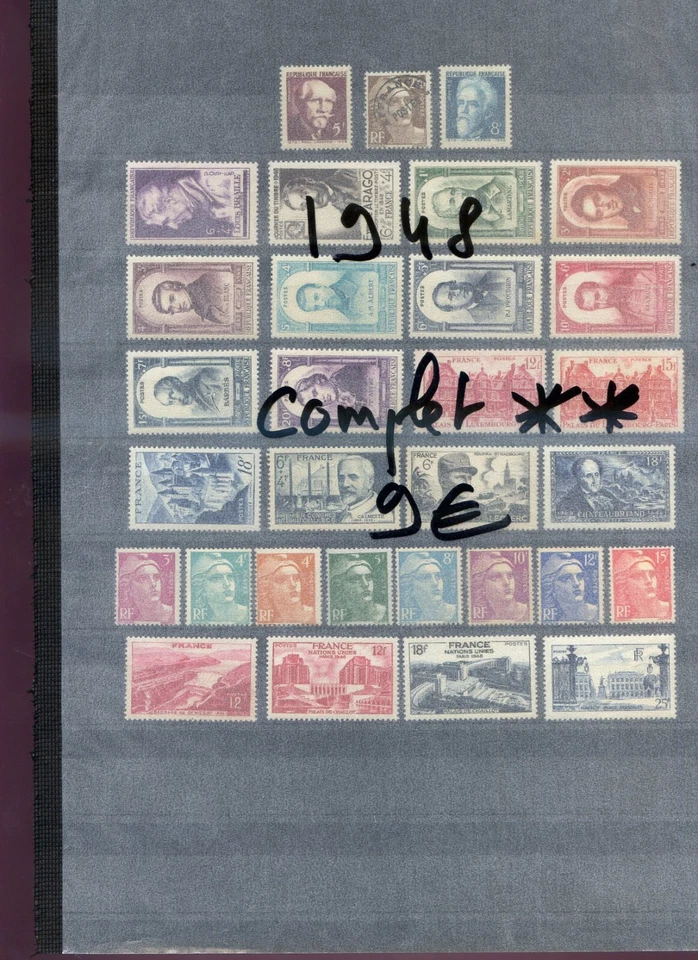 210624 ANNEE  1948     COMPLETE TOUS LES TIMBRES SONT LUXES** GOMME ORIGINALE - Photo 1/1