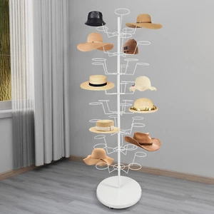 White Hat Rack, Freestanding Hat Display Stand, 8-tier Hat Holders - Picture 1 of 18
