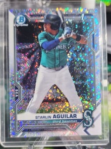 Starlin Aguilar 2021 1st Bowman Chrome Prospects Disco Refractor w/toploadr Mint