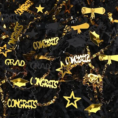 Papel cortado arrugado oro negro graduación 115 g/4 oz relleno triturado con oro negro... Foto 1 de 4