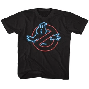 The Real Ghost Busters Logo In Neon Lights Youth T Shirt 2T-YXL - Picture 1 of 3