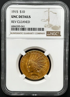 1915 P $10 Indian Head Gold Eagle NGC Uncirculated Low Mintage Date - Image 1 of 4