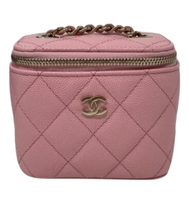 NWT! 💕22C CHANEL Sakura Pink Mini Square Vanity 💕Grained Gold HW Chain Bag - Picture 1 of 14